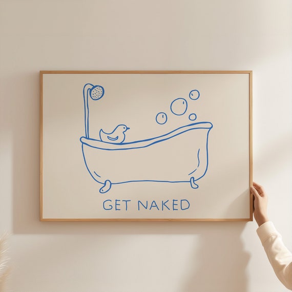 Get Naked Funny Bathroom Quote Retro Poster