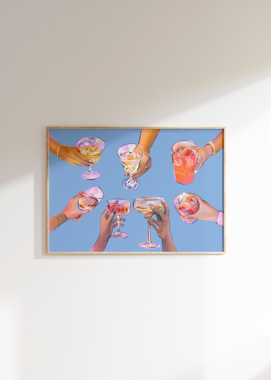 Bar Cart Cheers Poster, Vintage Drinks Decor