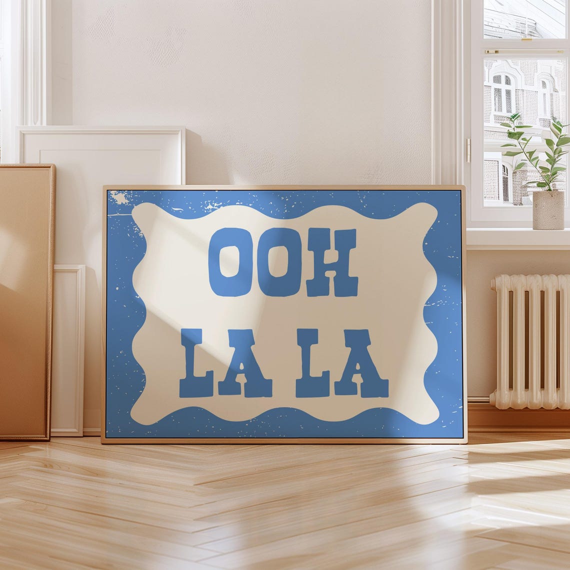 Sassy Ooh La La French Quote Blue Wavy Border Retro Wall Art - Image 3