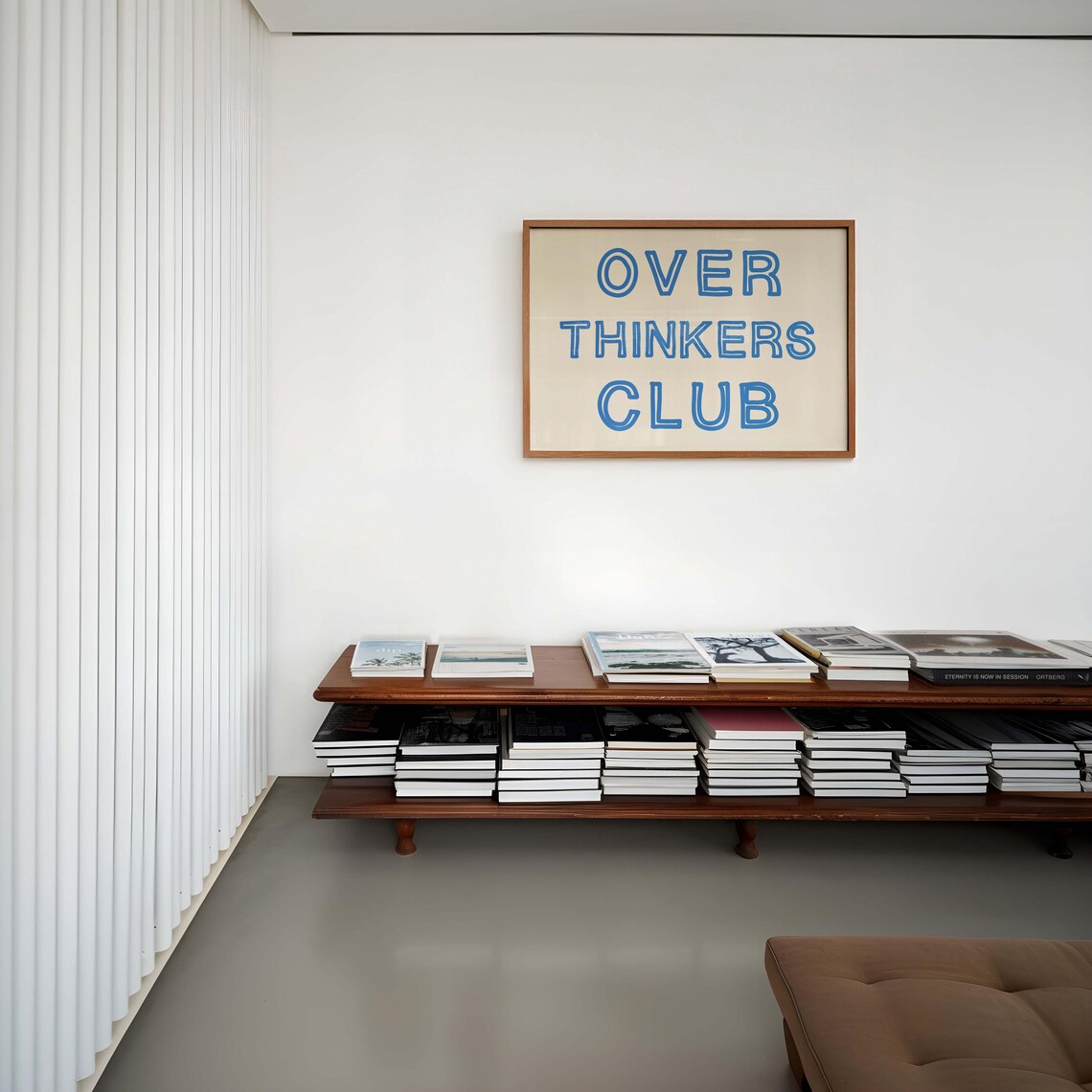 Funny Over Thinkers Club Blue Hand Lettered Retro Quote Wall Art - Image 2