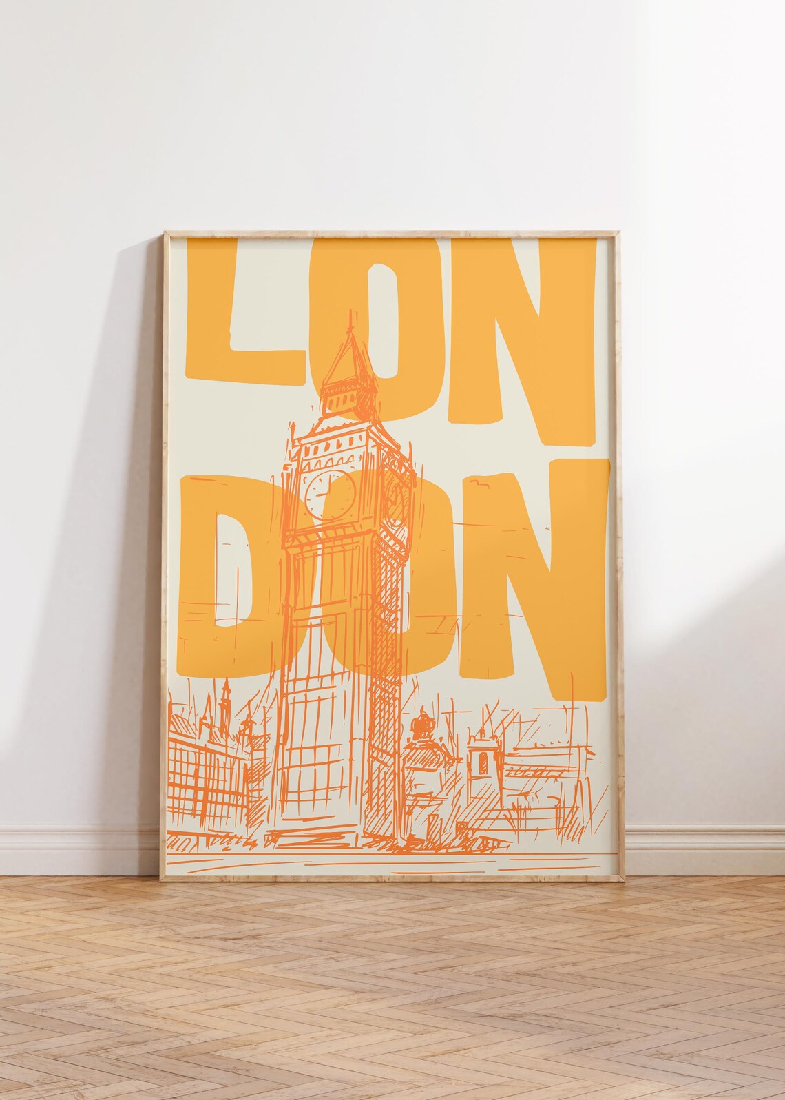 London Big Ben Travel Poster, Modern Cityscape Print