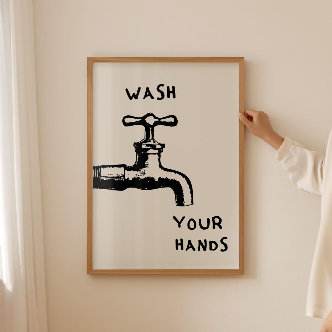 Wash Your Hands Funny Bathroom Faucet Retro Hand Lettered Poster - Image 3