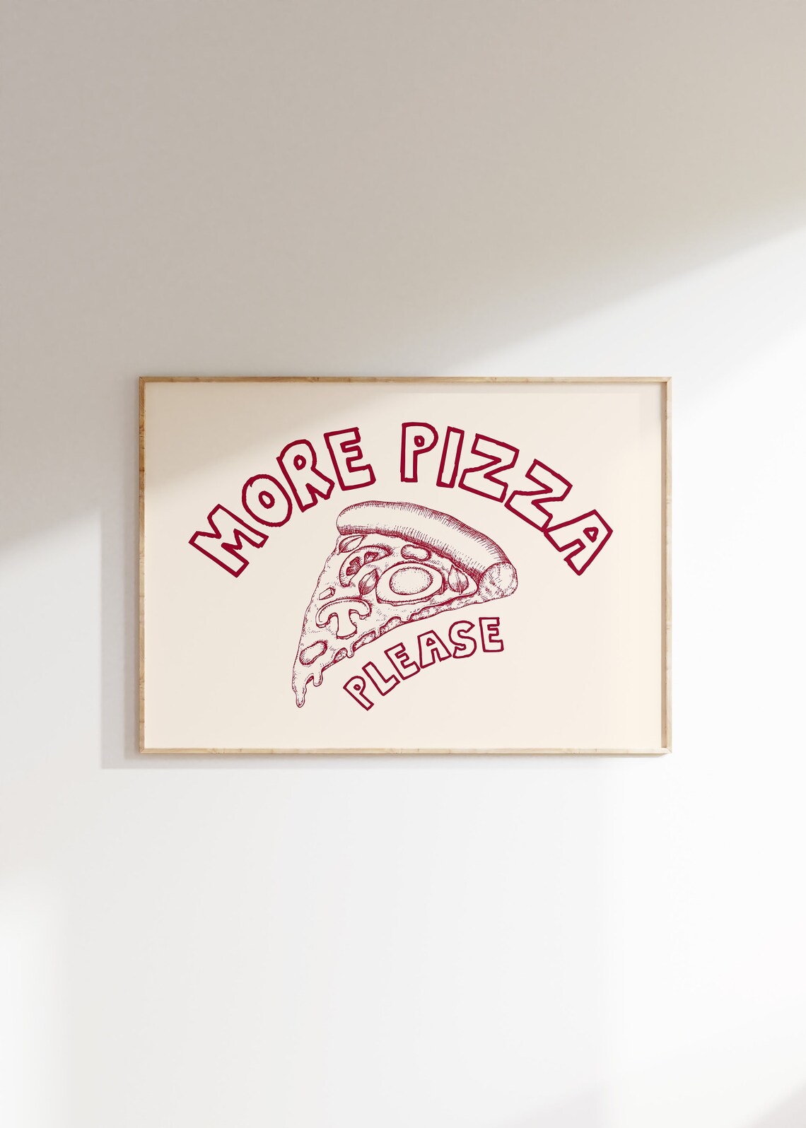More Pizza Please Red Slice Hand Drawn Italian Food Poster Art - Image 3
