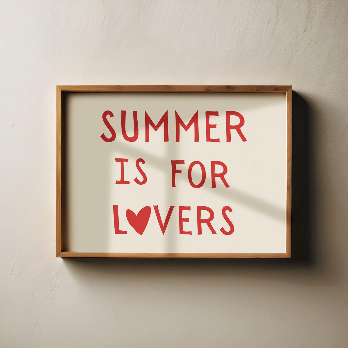 Summer Is For Lovers Red Retro Heart Quote Bedroom Wall Poster - Image 3