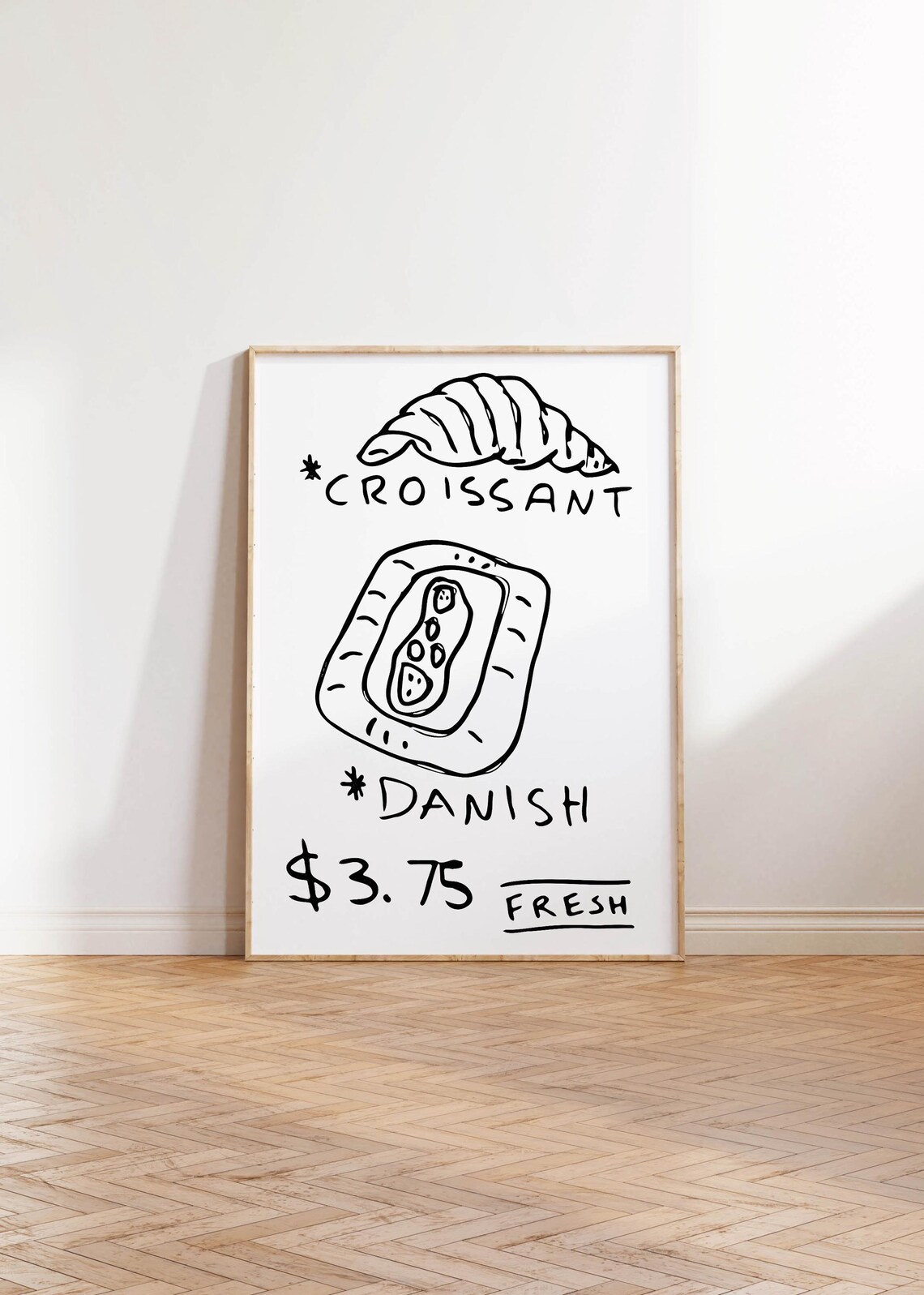 Croissant Art Print Trendy Kitchen Wall Art Croissant Poster Retro Kitchen Print French Food Wall Art Vintage Food Art Wall Art - Image 4