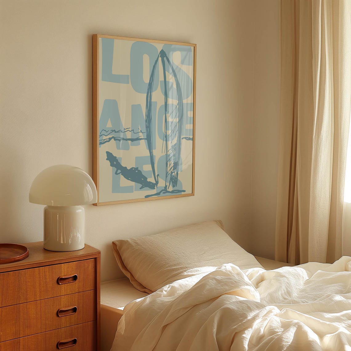 Los Angeles Surfboard Vintage Blue Beach Surf Travel Wall Poster - Image 3