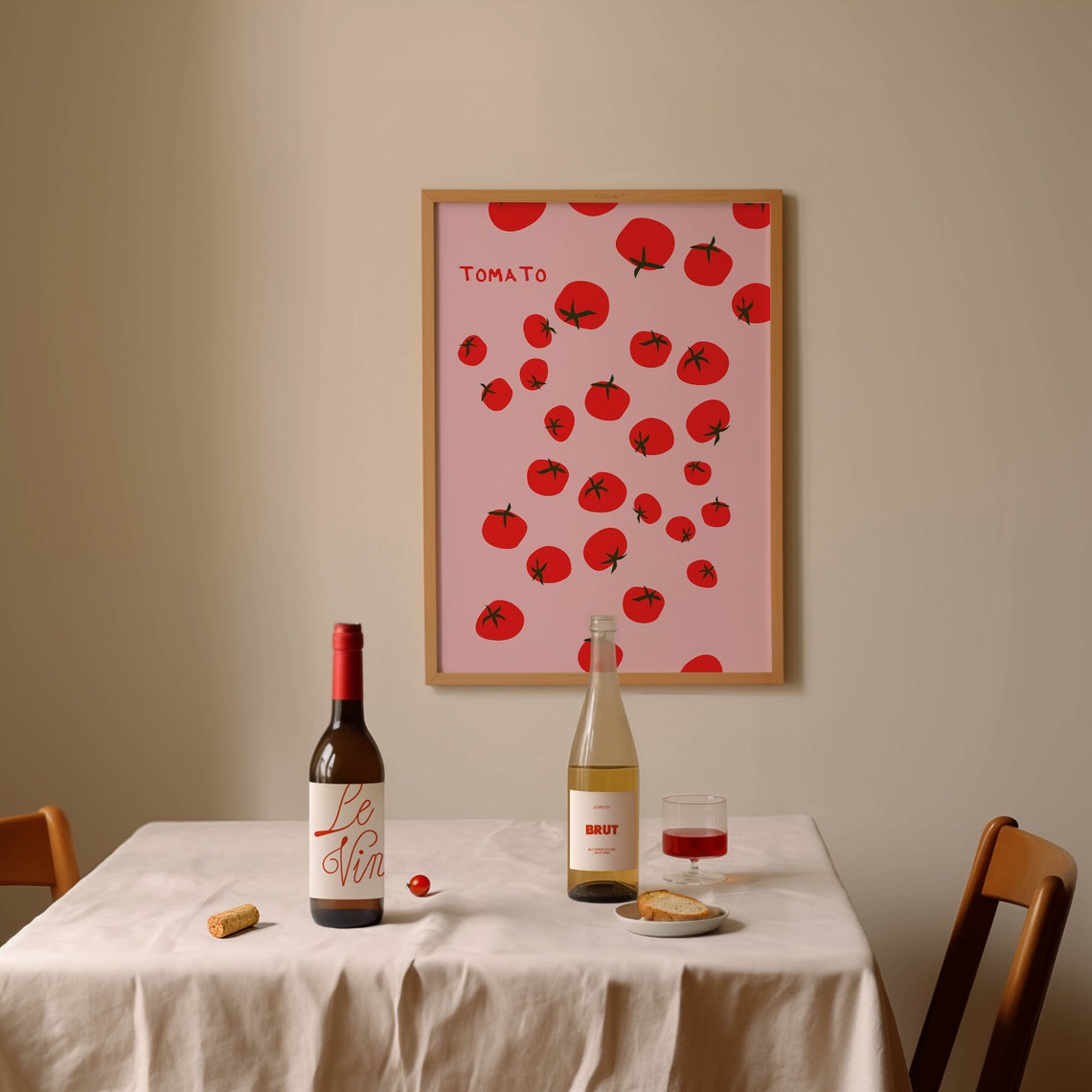 Tomato Red Pattern On Pink Playful Kitchen Food Decor Poster - Image 2