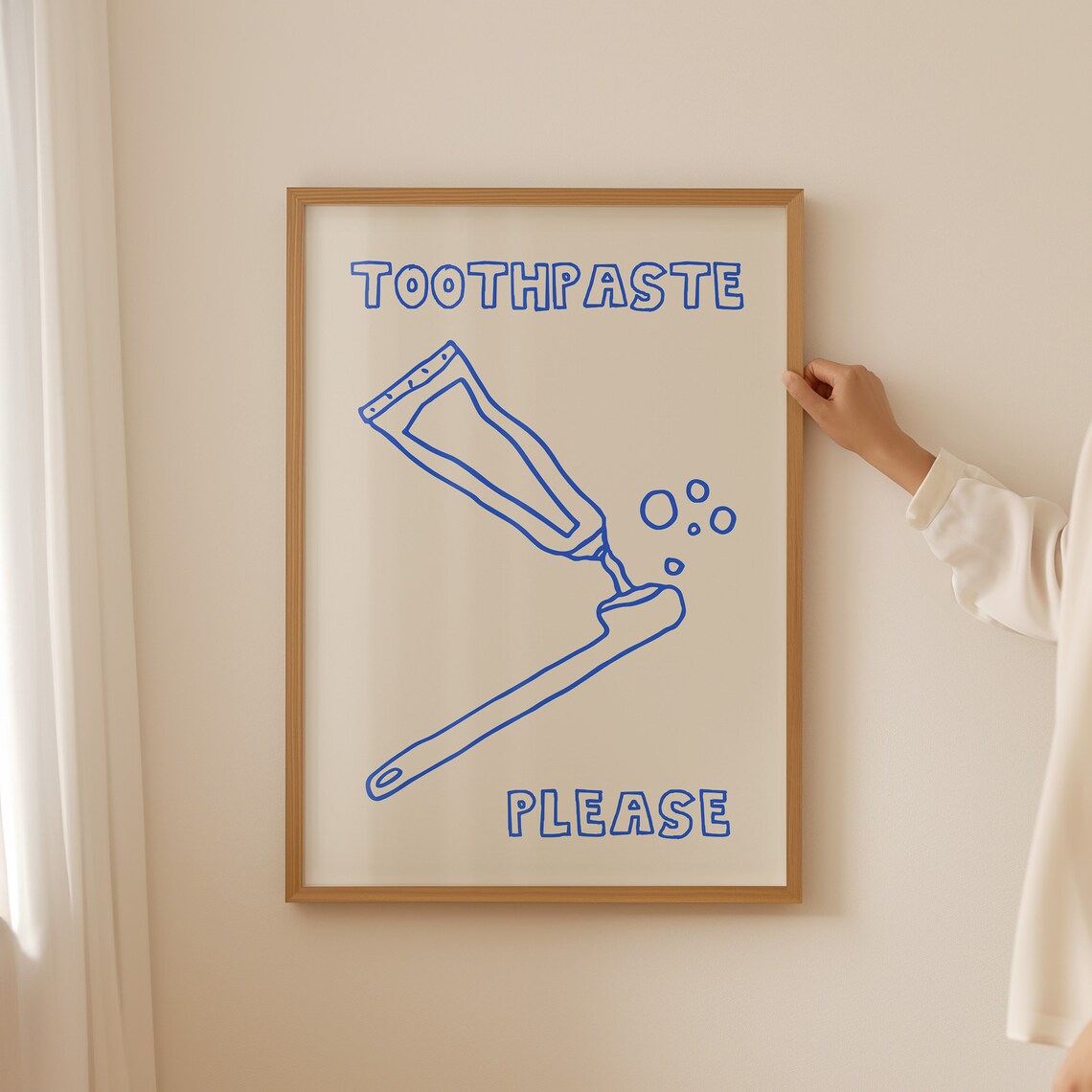 Toothpaste Print Cute Bathroom Print Aesthetic Bathroom Decor Minimalist Bathroom Poster Trendy Home Decor Typography Print Blue Wall Art - Image 3
