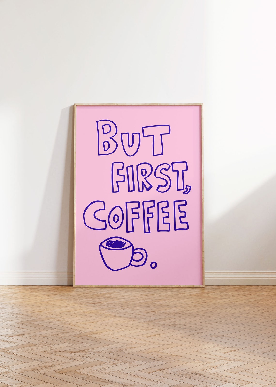 But First Coffee Purple Outline Pink Playful Kitchen Quote Poster - Image 5
