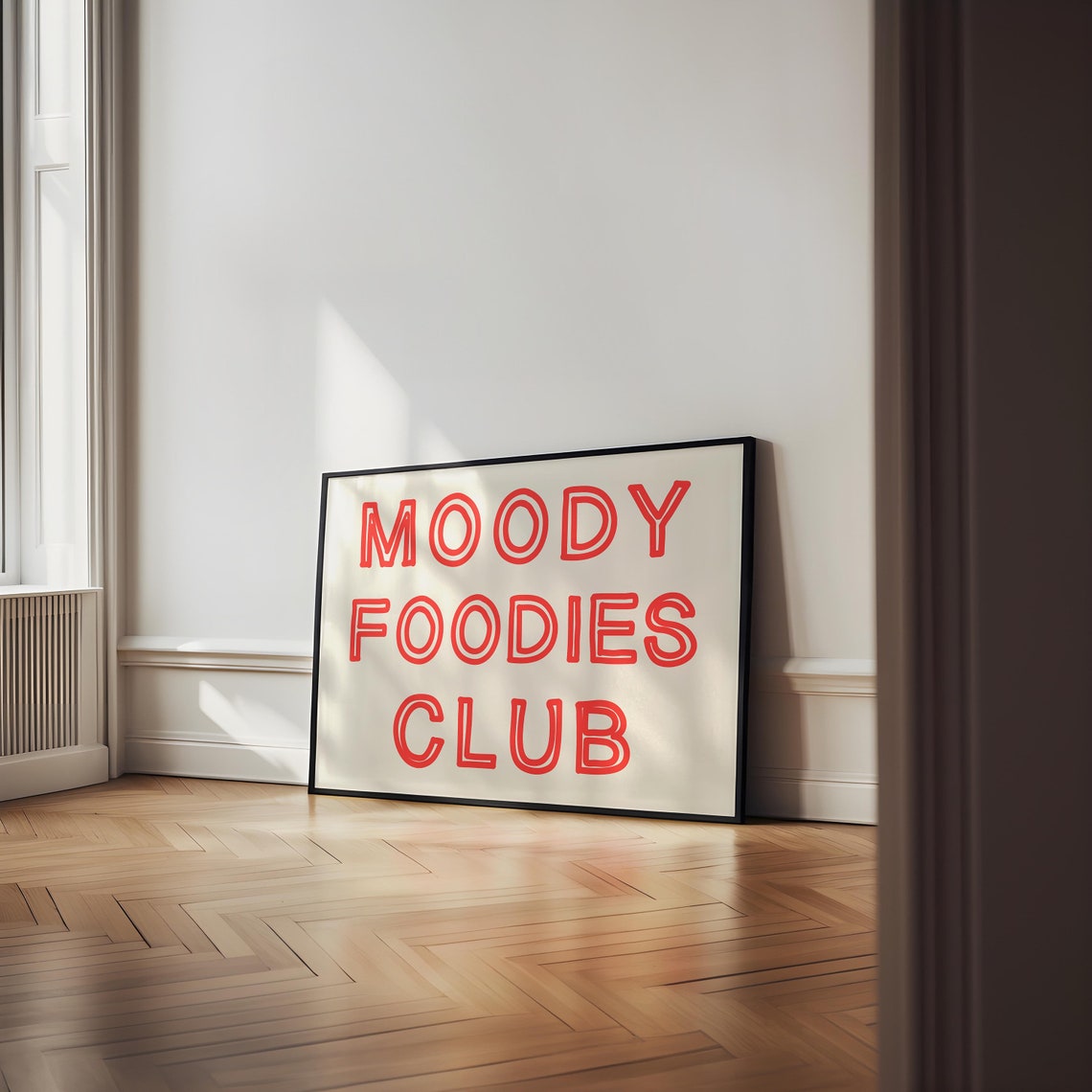 Moody Foodies Club Red Retro Typography Kitchen Quote Poster - Image 3