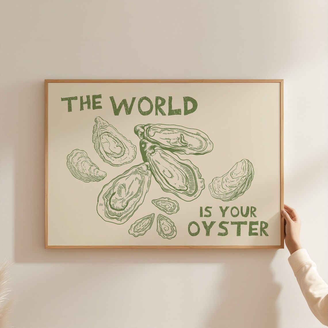 The World Is Your Oyster Green Oyster Line Art Motivational Poster - Image 3
