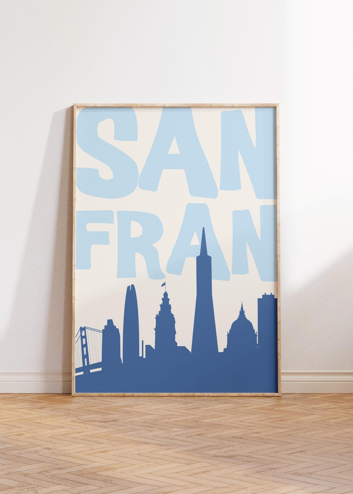 Modern San Francisco Blue Skyline Transamerica Pyramid City Poster
