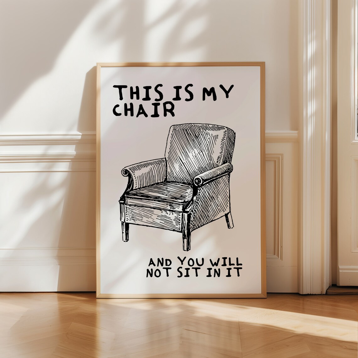 This Is My Chair Funny Black Armchair Sketch Humor Decor Poster - Image 4