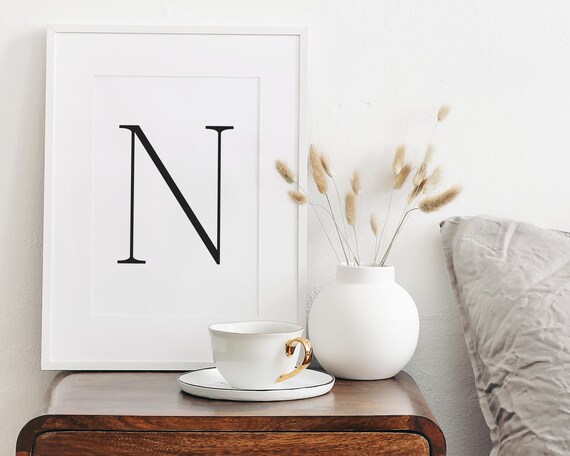 Elegant Letter N Serif Initial Monogram Minimalist Decor Poster