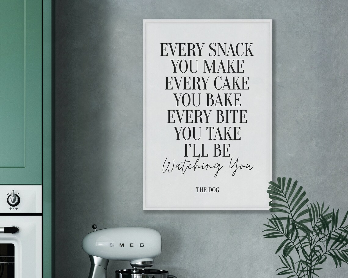 Funny Kitchen Typography Print, Snack Lover Humor