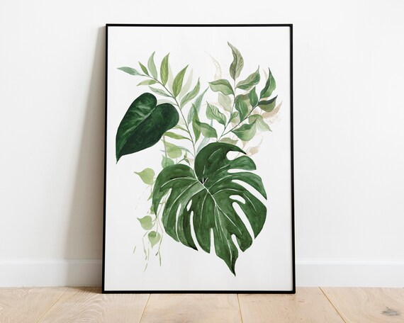 Botanical Wall Art Watercolour Plants Prints Tropical Instant