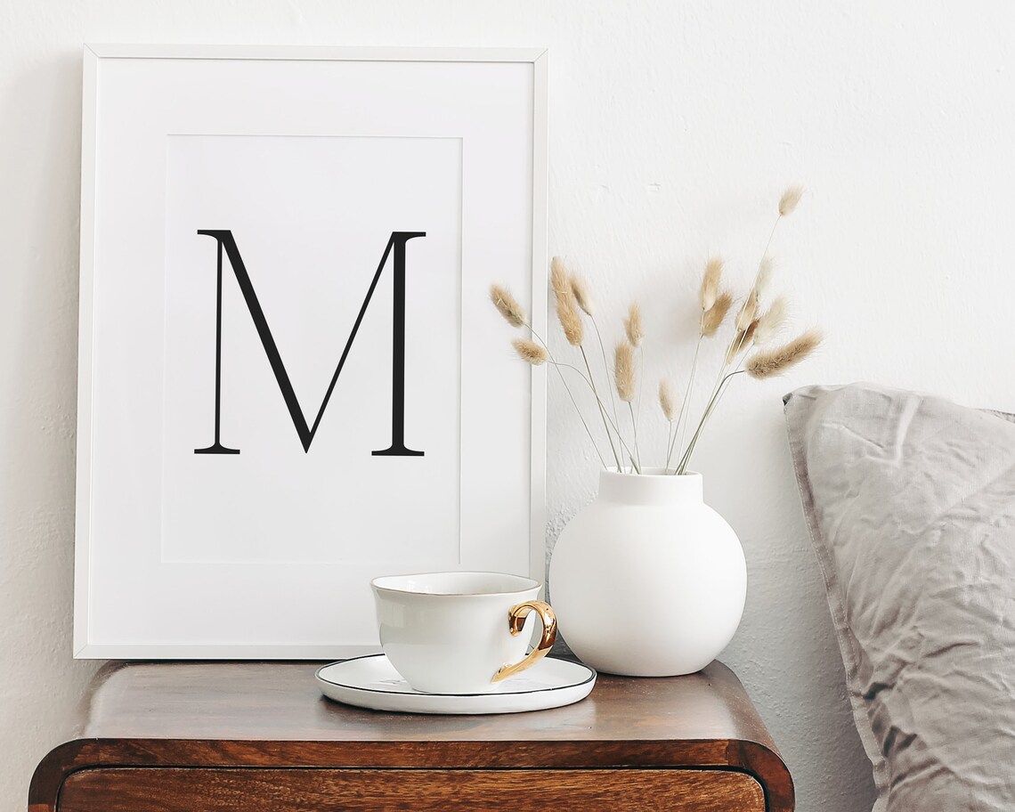 Letter M Minimalist Art Poster, Modern Home Decor