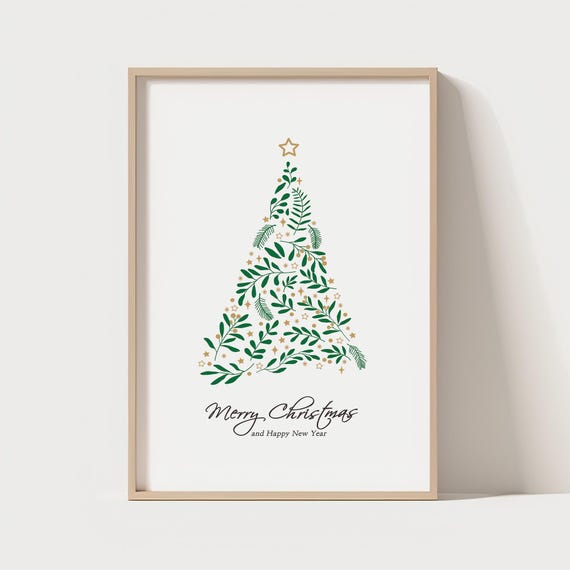 Minimal Scandinavian Christmas Tree Illustration Wall Art