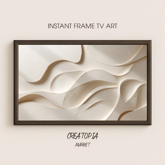 Minimalist White Waves 3D Plaster Relief Calm Abstract Poster
