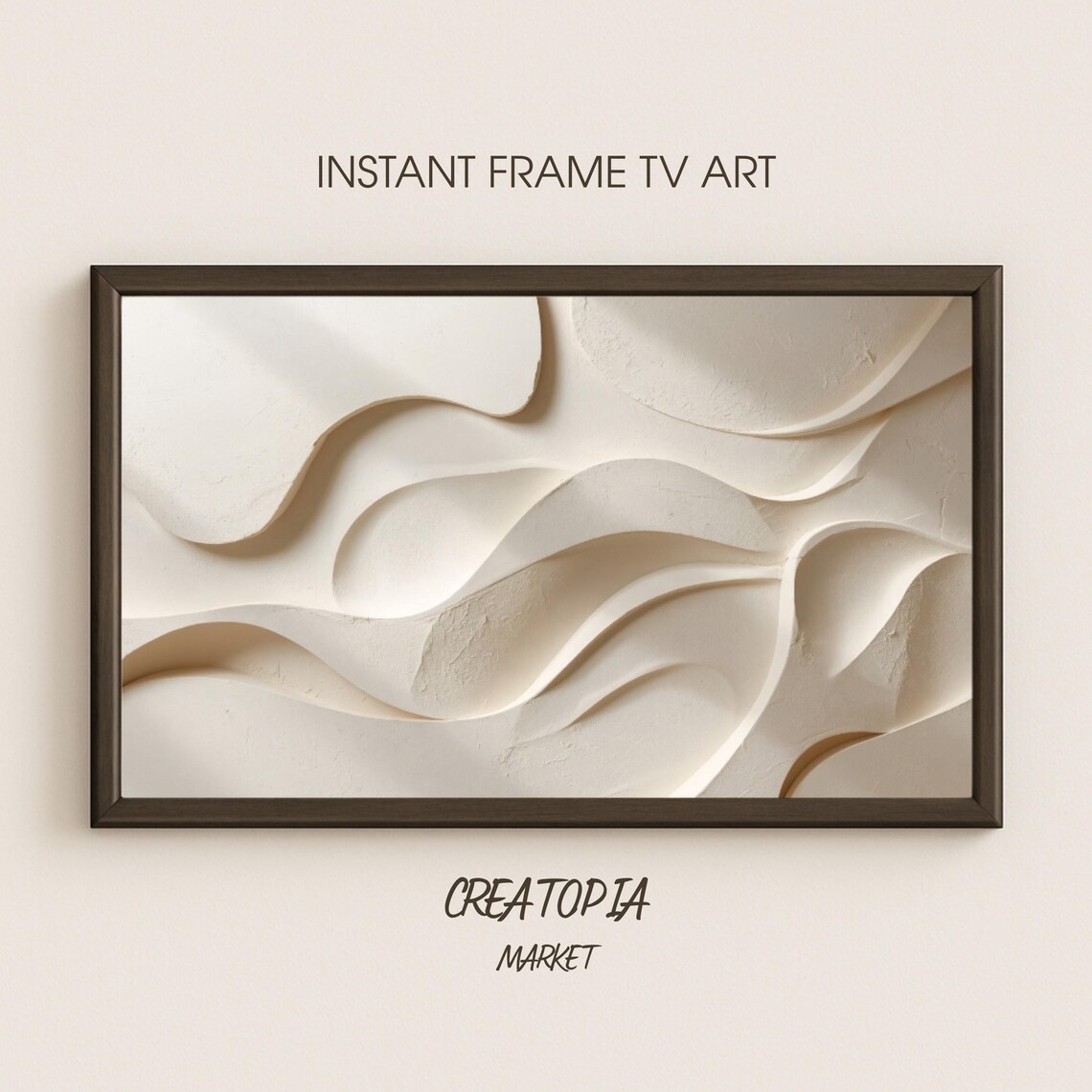 Samsung Frame Tv Art Waves And Leaves Minimalist Plaster Relief