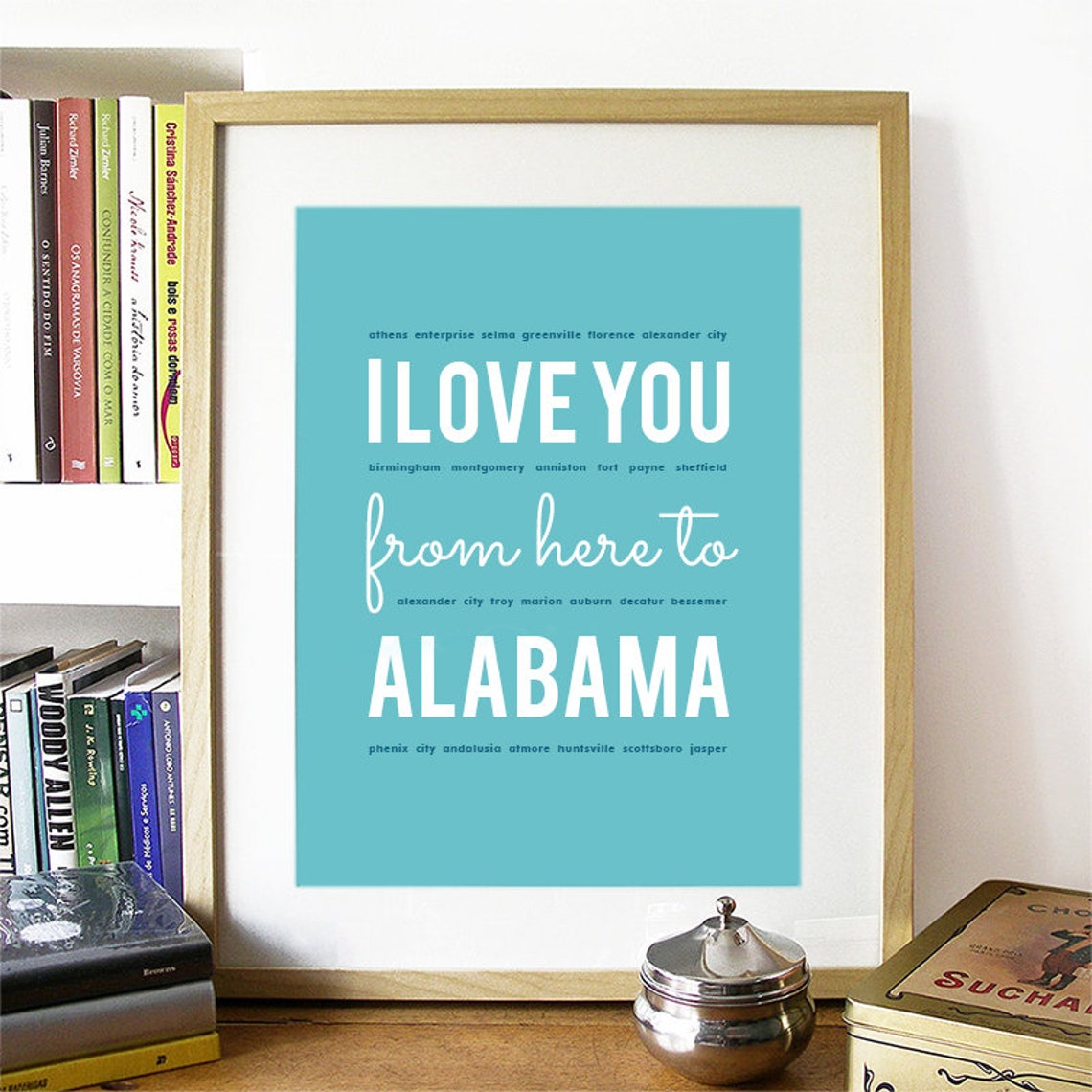 I Love You From Here To Alabama Alabama Print Alabama Skyline Alabama Art Alabama Poster Alabama Watercolor Alabama Art Print - Image 2