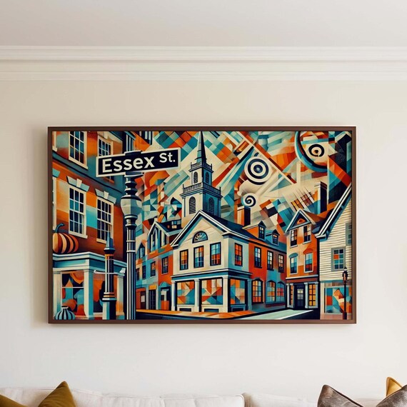 Salem Massachusetts Essex Street Geometric Old Town Art Poster