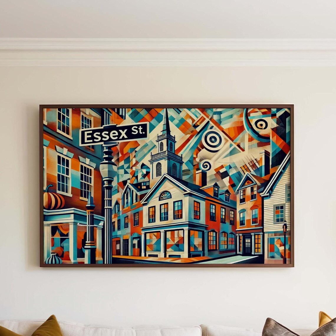 Salem Massachusetts Essex Street Geometric Old Town Art Poster