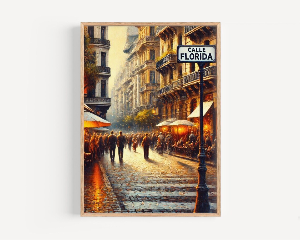 Buenos Aires Calle Florida Evening Street Painterly Travel Poster