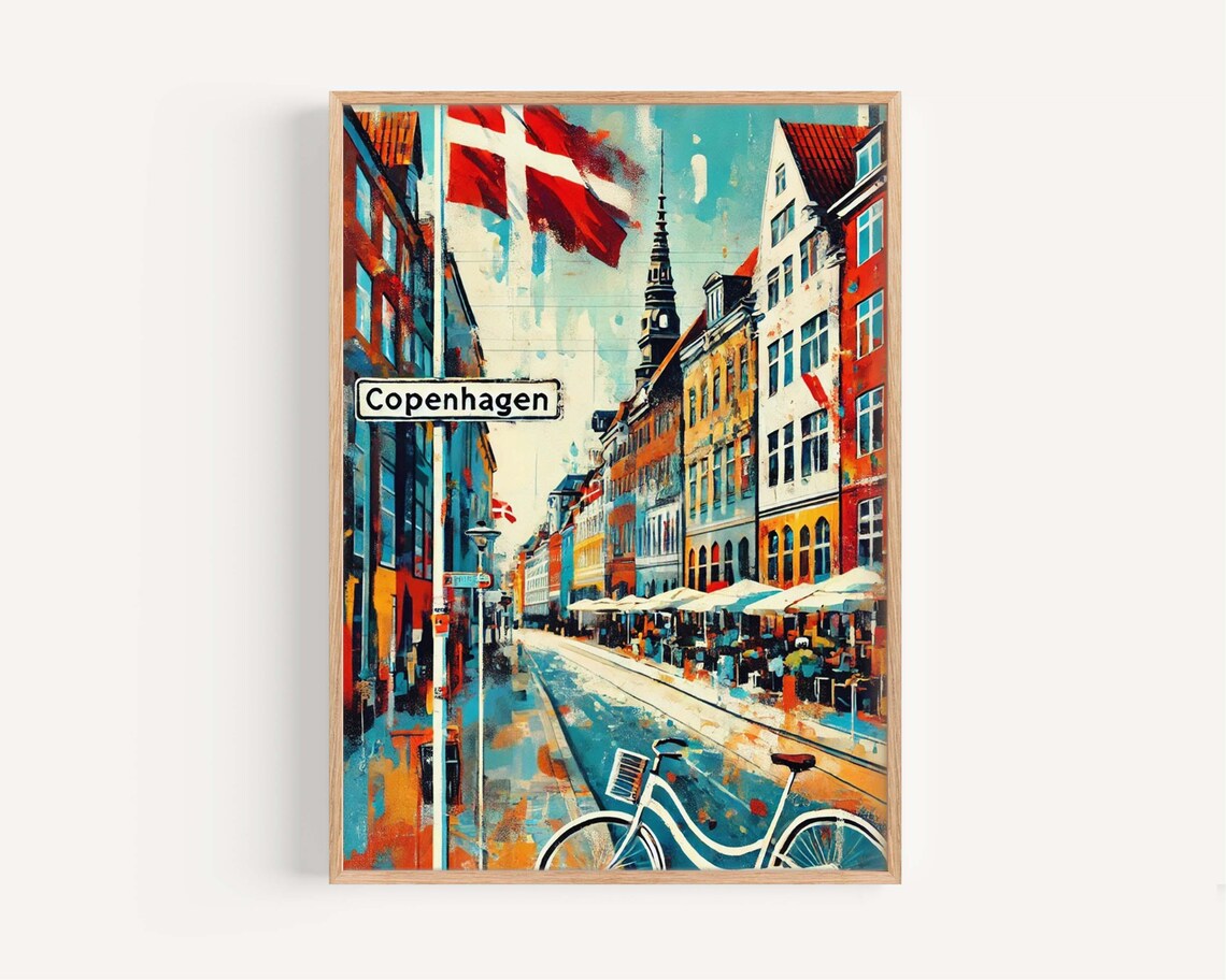 Copenhagen Travel Poster, Modern Minimalist Design