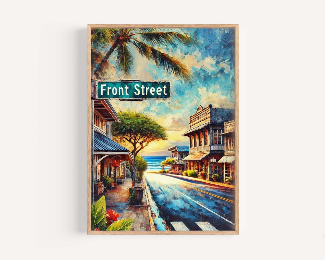 Maui Front Street Hawaii Travel Poster, Lahaina