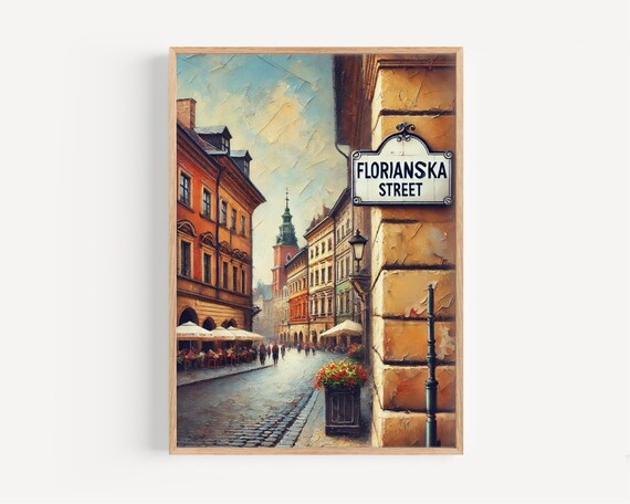 Florianska Street Krakow Print Poland Travel Poster Cityscape Wall Art