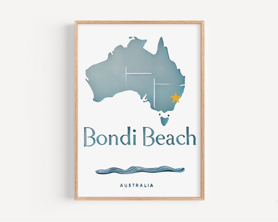 Australia Bondi Beach Wall Art Print Coastal Travel Decor Housewarming College Gift Modern Home Artwork Poster