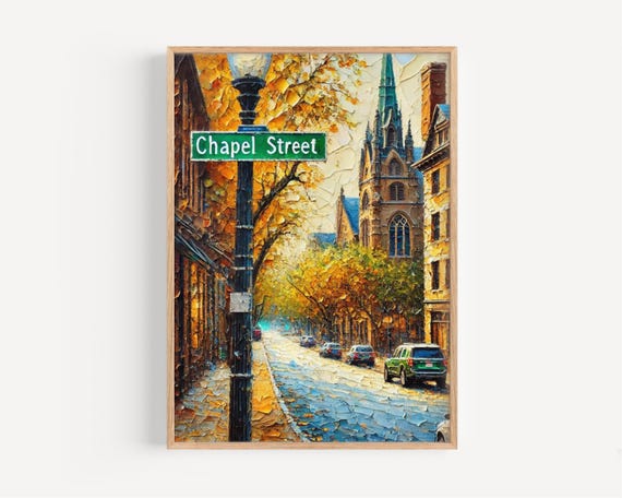 Chapel Street New Art Print Connecticut Travel Poster