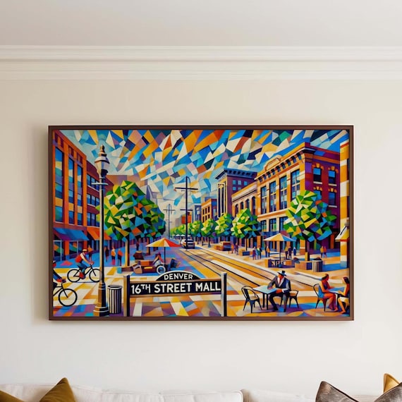 Denver Colorado 16th Street Mall Mosaic Street Scene Art Poster