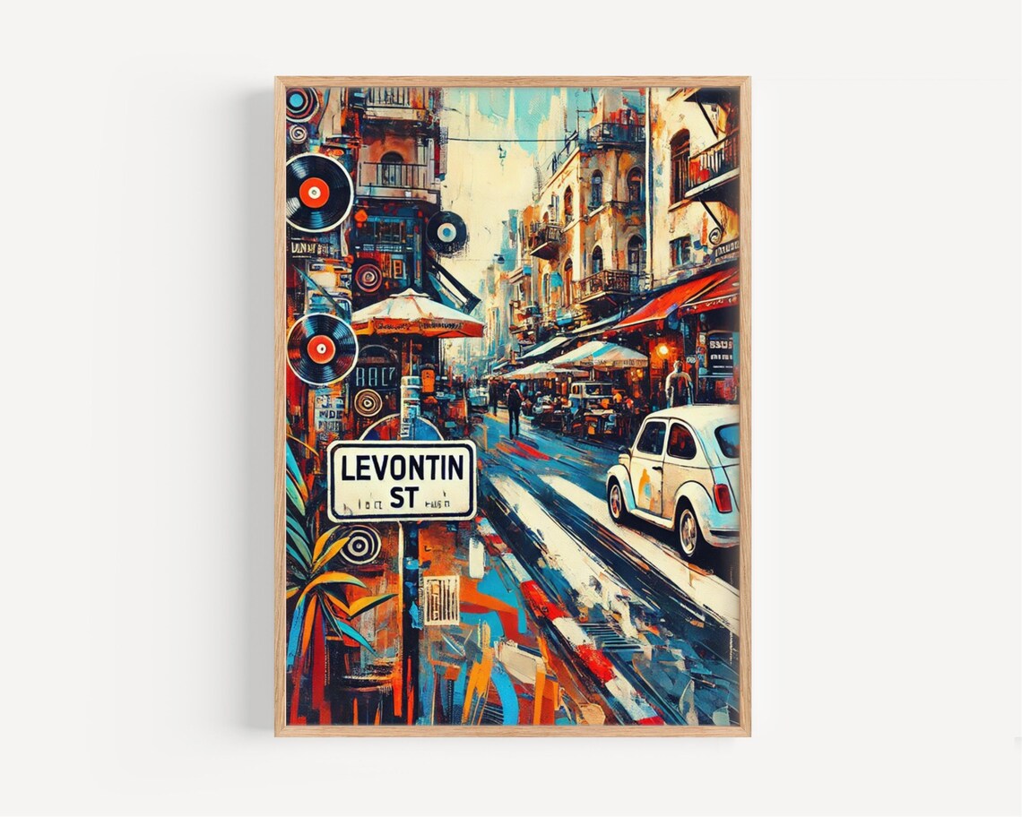 Levontin Street Tel Aviv Israel Vinyl Record Shops Street Sign Poster