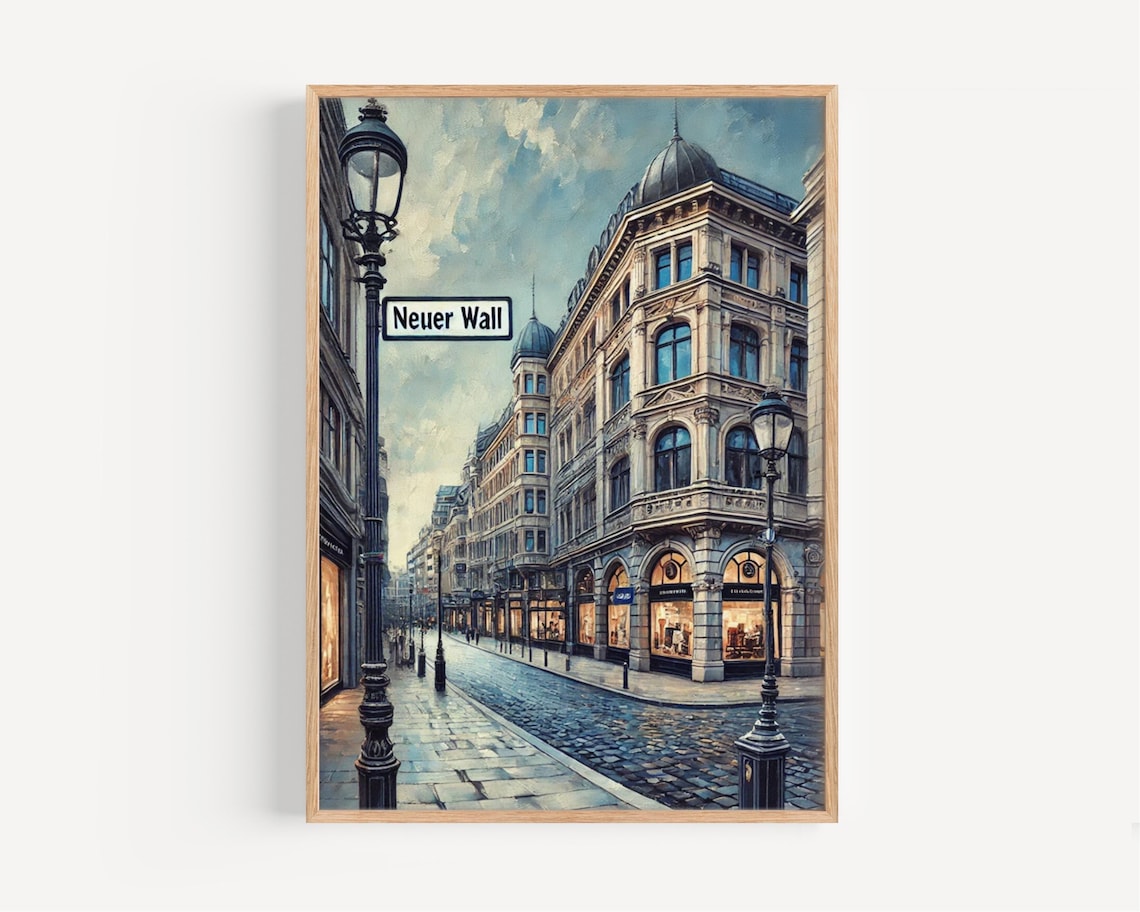Hamburg Neuer Wall Luxury Shopping Street Lamppost Art Poster