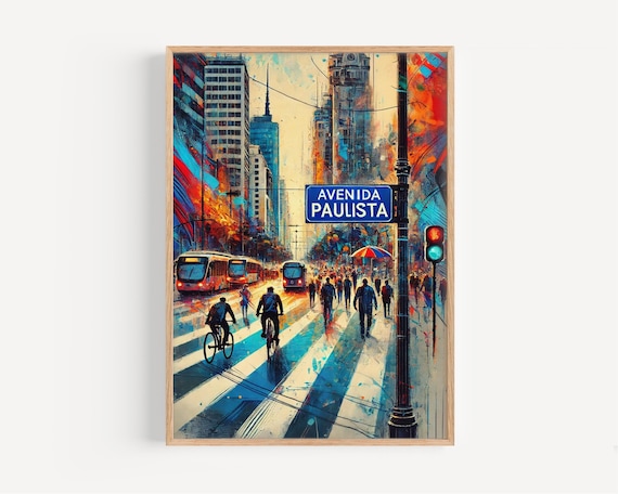 Avenida Paulista Wall Art Print So Paulo Brazil Travel Poster Gift Modern Home Housewarming Decor