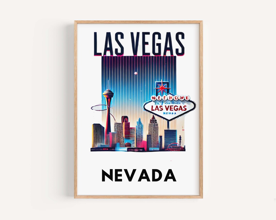 Las Vegas Vintage Travel Poster, Nevada Travel Art