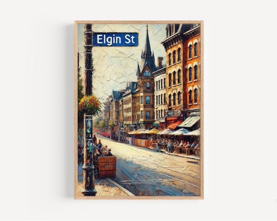 Ottawa Elgin Street Wall Art Print Canadian Travel Poster Gift Housewarming Decor Urban Cityscape Illustration