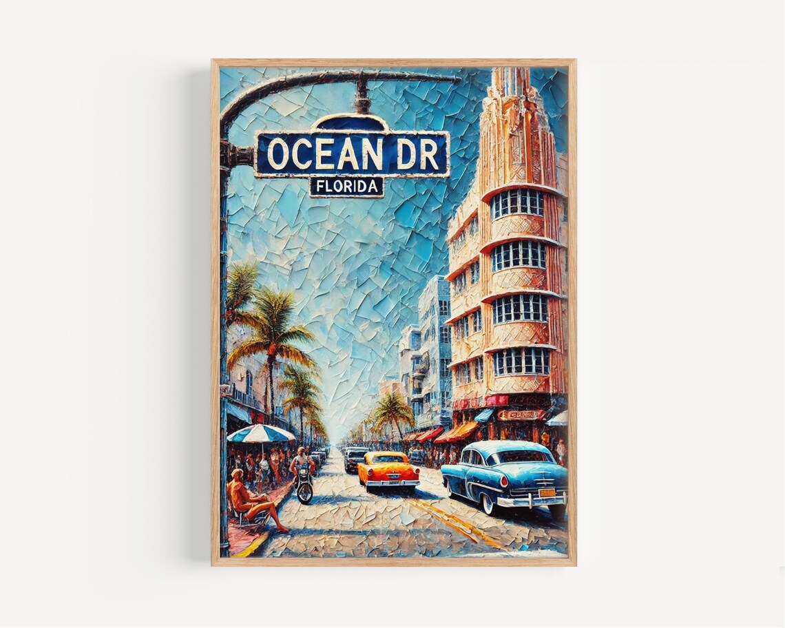 Ocean Drive Miami, Florida Travel Poster