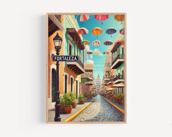 Fortaleza Street Old San Juan Vintage Travel Poster