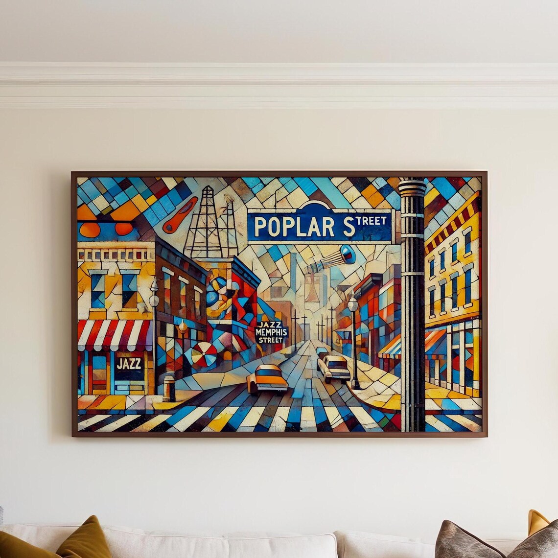 Memphis Tennessee Poplar Street Jazz Geometric Mosaic Poster