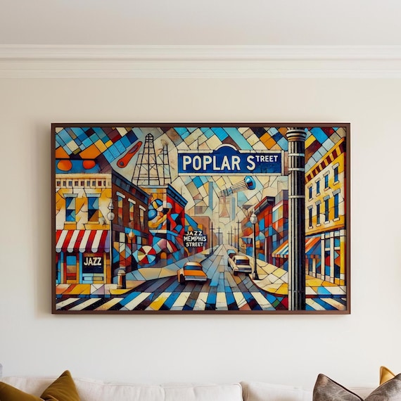 Memphis Tennessee Poplar Street Jazz Geometric Mosaic Poster