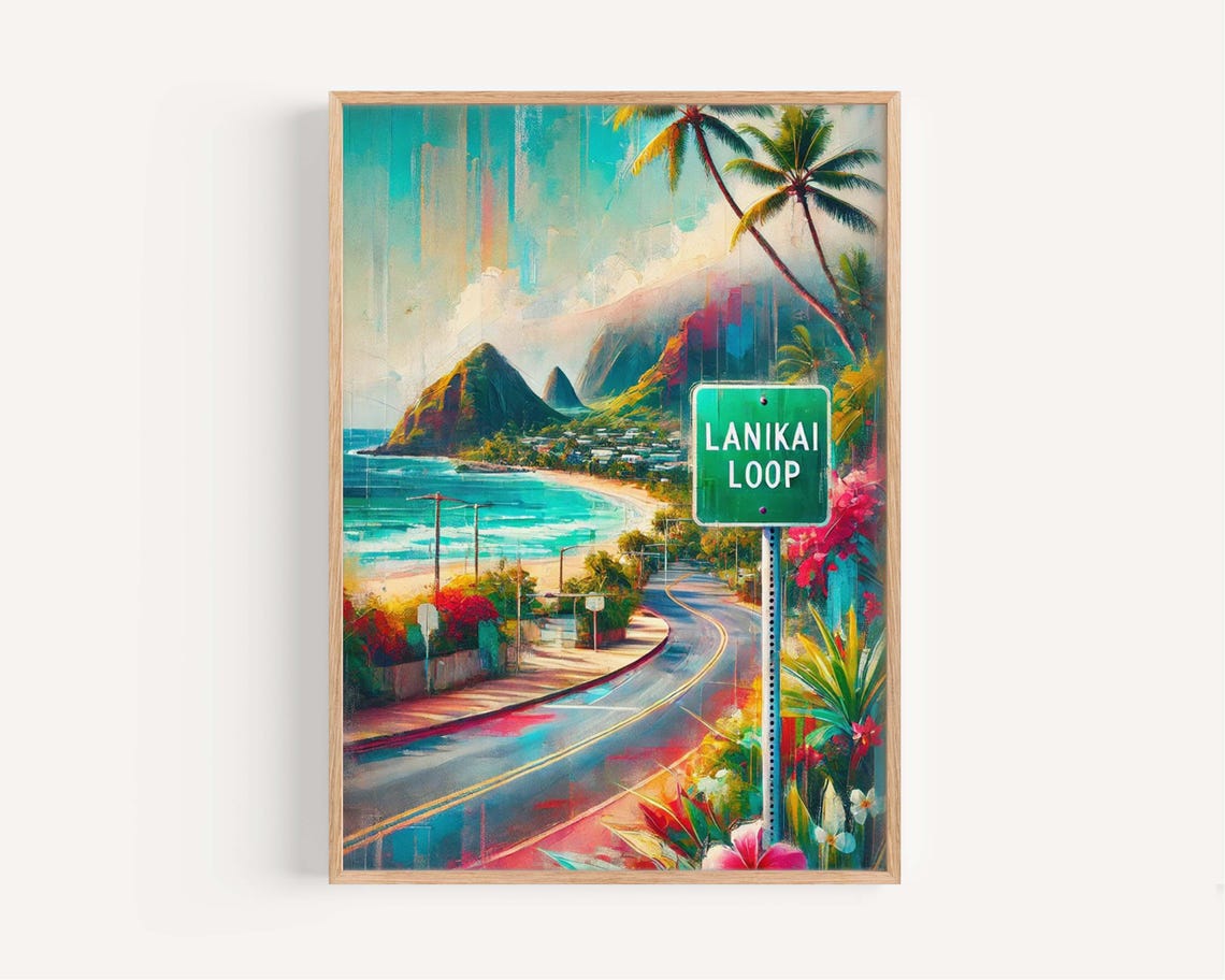 Lanikai Loop Oahu Hawaii Travel Poster