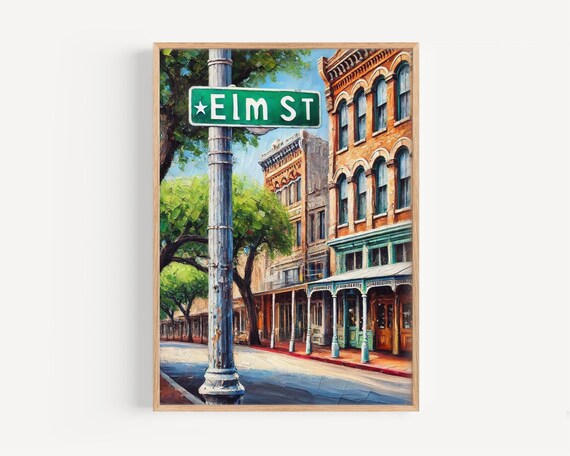 Dallas Texas Elm Street Historic Downtown Painted Artwork Poster