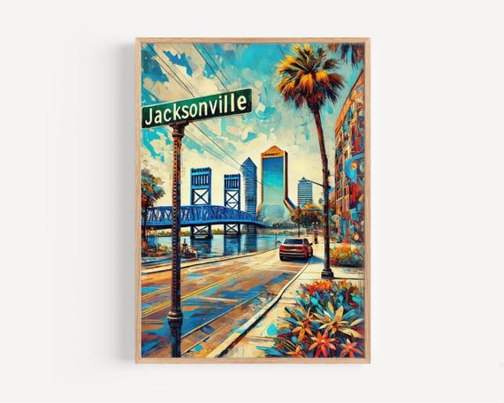 Jacksonville Florida Travel Poster, Cityscape