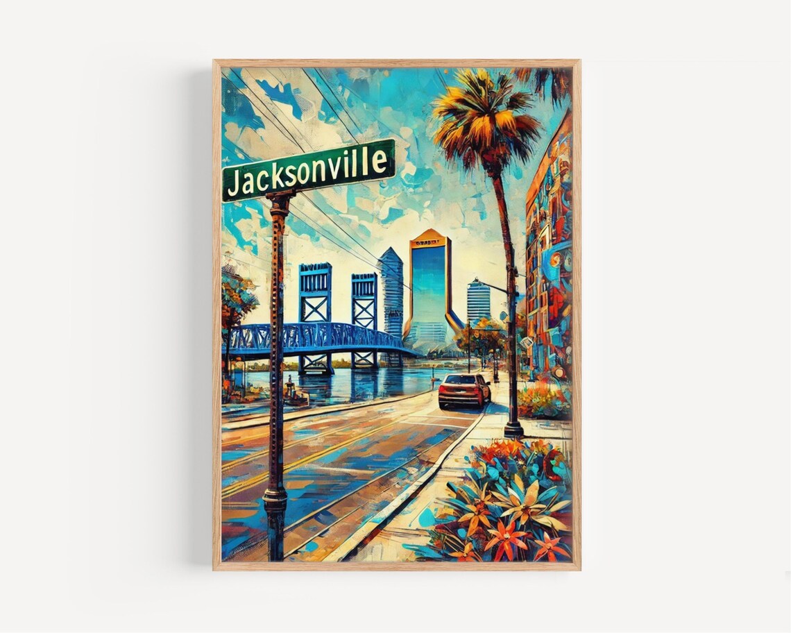 Jacksonville Florida Travel Poster, Cityscape