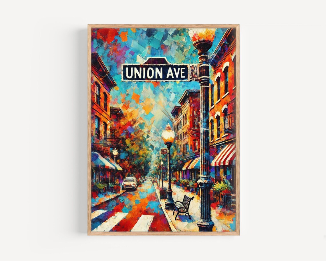 Memphis Union Ave Colorful Street Scene Tennessee Urban Art Print