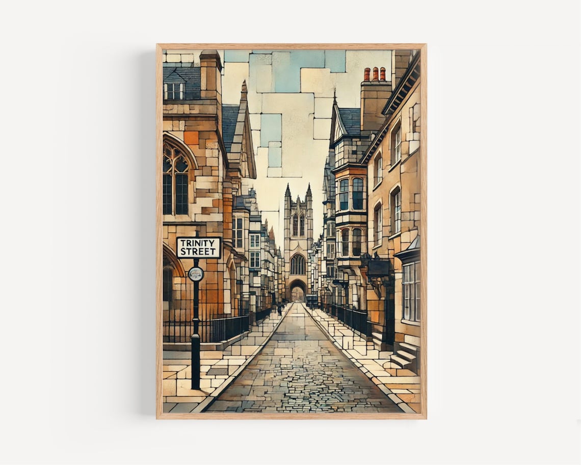 Trinity Street Cambridge Travel Poster, England
