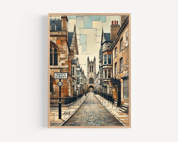 Trinity Street Cambridge Travel Poster, England